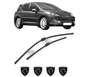 Set stergatoare PEUGEOT 207 SW (WK_) din 2007-2013, pentru parbriz auto, 2 bucati, Valeo Silencio Xtrm, din cauciuc siliconat rezistent, 4 Stickere Auto PEUGEOT v40272