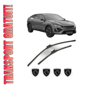 Set stergatoare PEUGEOT 408 II (FP_, F3_, FM_) din 2022-2024, pentru parbriz auto, 2 bucati, Bosch Aerotwin, din cauciuc siliconat rezistent, 4 Stickere Auto PEUGEOT