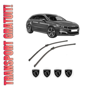 Set stergatoare PEUGEOT 508 SW I (8E_) din 2010-2018, pentru parbriz auto, 2 bucati, Valeo Silencio Xtrm, din cauciuc siliconat rezistent, 4 Stickere Auto PEUGEOT