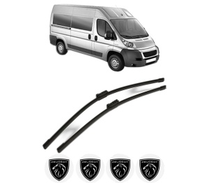 Set stergatoare PEUGEOT BOXER Bus din 2006-2023, pentru parbriz auto, 2 bucati, Bosch Aerotwin, din cauciuc siliconat rezistent, 4 Stickere Auto PEUGEOT v55647