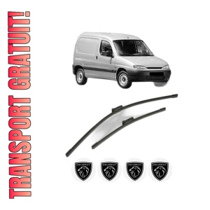 Set stergatoare PEUGEOT PARTNER Box Body/MPV (5_, G_) din 1996-2015, pentru parbriz auto, 2 bucati, Bosch Aerotwin, din cauciuc siliconat rezistent, 4 Stickere Auto PEUGEOT