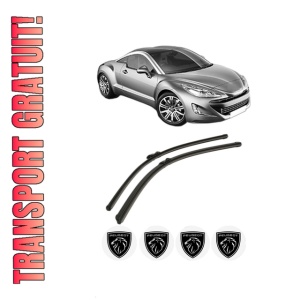 Set stergatoare PEUGEOT RCZ din 2010-2015, pentru parbriz auto, 2 bucati, Bosch Aerotwin, din cauciuc siliconat rezistent, 4 Stickere Auto PEUGEOT