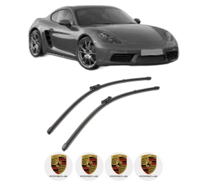 Set stergatoare PORSCHE 718 CAYMAN (982) din 2016-2019, pentru parbriz auto, 2 bucati, Valeo Silencio, din cauciuc siliconat rezistent, 4 Stickere Auto PORSCHE v36792