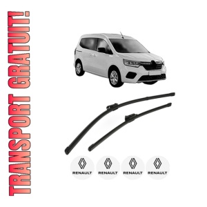 Set stergatoare RENAULT KANGOO III Box Body/MPV din 2021-2022, pentru parbriz auto, 2 bucati, Valeo Silencio, din cauciuc siliconat rezistent, 4 Stickere Auto RENAULT