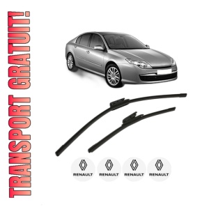 Set stergatoare RENAULT LAGUNA III (BT0/1) din 2007-2015, pentru parbriz auto, 2 bucati, Bosch Aerotwin, din cauciuc siliconat rezistent, 4 Stickere Auto RENAULT