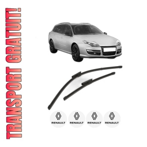 Set stergatoare RENAULT LAGUNA III Grandtour (KT0/1) din 2007-2015, pentru parbriz auto, 2 bucati, Valeo Silencio Xtrm, din cauciuc siliconat rezistent, 4 Stickere Auto RENAULT - Img 1