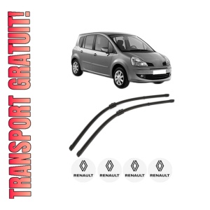 Set stergatoare RENAULT MODUS / GRAND MODUS (F/JP0_) din 2004-2012, pentru parbriz auto, 2 bucati, Valeo Silencio Xtrm, din cauciuc siliconat rezistent, 4 Stickere Auto RENAULT