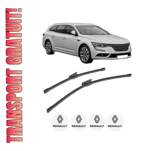 Set stergatoare RENAULT TALISMAN Grandtour (KP_) din 2016-2022, pentru parbriz auto, 2 bucati, Bosch Aerotwin, din cauciuc siliconat rezistent, 4 Stickere Auto RENAULT