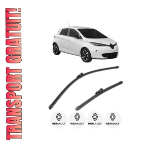 Set stergatoare RENAULT ZOE Hatchback Van (BFM_) din 2019, pentru parbriz auto, 2 bucati, Valeo Silencio Xtrm, din cauciuc siliconat rezistent, 4 Stickere Auto RENAULT