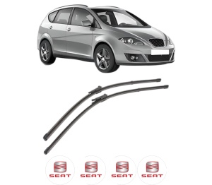 Set stergatoare SEAT ALTEA XL (5P5, 5P8) din 2006-2015, pentru parbriz auto, 2 bucati, Valeo Silencio, din cauciuc siliconat rezistent, 4 Stickere Auto SEAT v36012