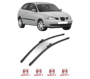Set stergatoare SEAT IBIZA III (6L1) din 2002-2009, pentru parbriz auto, 2 bucati, Valeo Silencio Xtrm, din cauciuc siliconat rezistent, 4 Stickere Auto SEAT v39432