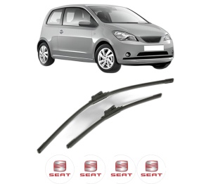 Set stergatoare SEAT Mii (KF1, KE1) din 2011-2020, pentru parbriz auto, 2 bucati, Bosch Aerotwin, din cauciuc siliconat rezistent, 4 Stickere Auto SEAT v54087