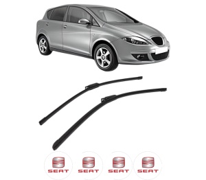 Set stergatoare SEAT TOLEDO III (5P2) din 2004-2009, pentru parbriz auto, 2 bucati, Bosch Aerotwin, din cauciuc siliconat rezistent, 4 Stickere Auto SEAT v43217