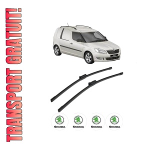 Set stergatoare SKODA FABIA II Praktik (545) din 2013, pentru parbriz auto, 2 bucati, Bosch Aerotwin, din cauciuc siliconat rezistent, 4 Stickere Auto SKODA