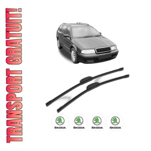 Set stergatoare SKODA Octavia I Estate Van (1U5) din 2000, pentru parbriz auto, 2 bucati, Bosch Aerotwin Retrofit, din cauciuc siliconat rezistent, 4 Stickere Auto SKODA