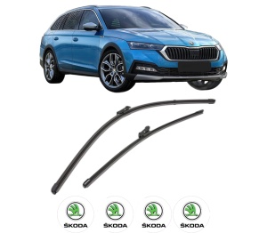 Set stergatoare SKODA OCTAVIA IV (NX3, NN3, PV3) din 2020-2025, pentru parbriz auto, 2 bucati, Valeo Silencio Xtrm, din cauciuc siliconat rezistent, 4 Stickere Auto SKODA v37392