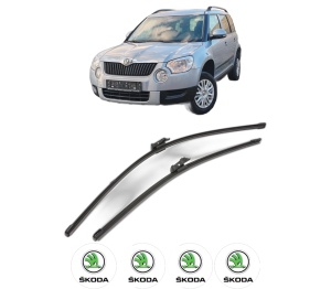 Set stergatoare SKODA YETI (5L) din 2009-2017, pentru parbriz auto, 2 bucati, Valeo Silencio Xtrm, din cauciuc siliconat rezistent, 4 Stickere Auto SKODA v39372