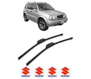 Set stergatoare SUZUKI GRAND VITARA I Open Off-Road Vehicle (GT) din 1998, pentru parbriz auto, 2 bucati, Bosch Aerotwin Retrofit, din cauciuc siliconat rezistent, 4 Stickere Auto SUZUKI v48652