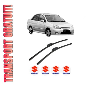 Set stergatoare SUZUKI LIANA (ER, RH_) din 2002-2005, pentru parbriz auto, 2 bucati, Bosch Aerotwin Retrofit, din cauciuc siliconat rezistent, 4 Stickere Auto SUZUKI