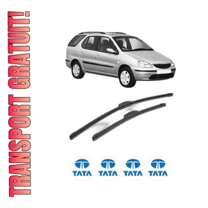 Set stergatoare TATA INDIGO MARINA (4_V2) din 2003-2010, pentru parbriz auto, 2 bucati, Bosch Aerotwin Retrofit, din cauciuc siliconat rezistent, 4 Stickere Auto TATA