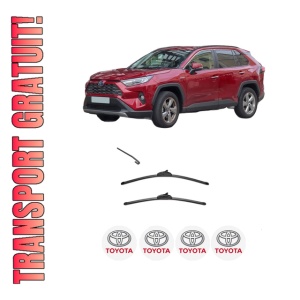 Set stergatoare TOYOTA RAV 4 IV (_A4_) din 2012-2019, pentru parbriz auto, 2 bucati, Valeo Silencio, din cauciuc siliconat rezistent, 4 Stickere Auto TOYOTA