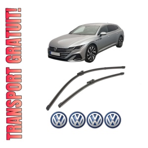 Set stergatoare Volkswagen ARTEON SHOOTING BRAKE (3H9) din 2020-2024, pentru parbriz auto, 2 bucati, Valeo Silencio Xtrm, din cauciuc siliconat rezistent, 4 Stickere Auto Volkswagen