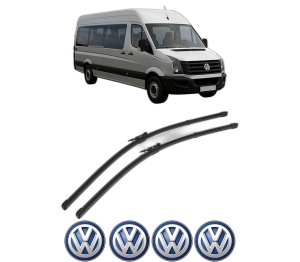 Set stergatoare Volkswagen CRAFTER 30-35 Bus (2E_) din 2006-2016, pentru parbriz auto, 2 bucati, Valeo Silencio Xtrm, din cauciuc siliconat rezistent, 4 Stickere Auto Volkswagen v39852