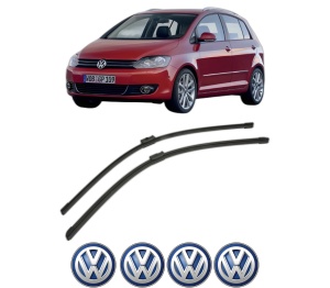 Set stergatoare Volkswagen GOLF PLUS Van (521) din 2009, pentru parbriz auto, 2 bucati, Bosch Aerotwin, din cauciuc siliconat rezistent, 4 Stickere Auto Volkswagen v43337