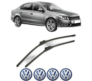 Set stergatoare Volkswagen PASSAT B7 (362) din 2010-2014, pentru parbriz auto, 2 bucati, Bosch Aerotwin, din cauciuc siliconat rezistent, 4 Stickere Auto Volkswagen v53067