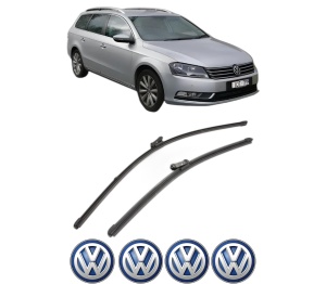 Set stergatoare Volkswagen PASSAT B7 Estate Van (365) din 2010-2014, pentru parbriz auto, 2 bucati, Valeo Silencio Xtrm, din cauciuc siliconat rezistent, 4 Stickere Auto Volkswagen v38592