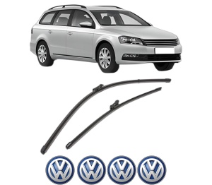 Set stergatoare Volkswagen PASSAT B7 Variant (365) din 2010-2015, pentru parbriz auto, 2 bucati, Valeo Silencio Xtrm, din cauciuc siliconat rezistent, 4 Stickere Auto Volkswagen v37272