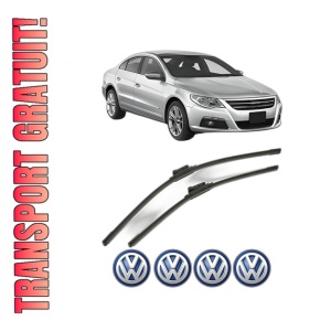 Set stergatoare Volkswagen PASSAT CC B6 (357) din 2008-2012, pentru parbriz auto, 2 bucati, Bosch Aerotwin, din cauciuc siliconat rezistent, 4 Stickere Auto Volkswagen