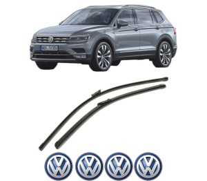 Set stergatoare Volkswagen TIGUAN ALLSPACE (BW2, BJ2) din 2017-2021, pentru parbriz auto, 2 bucati, Bosch Aerotwin, din cauciuc siliconat rezistent, 4 Stickere Auto Volkswagen v52887