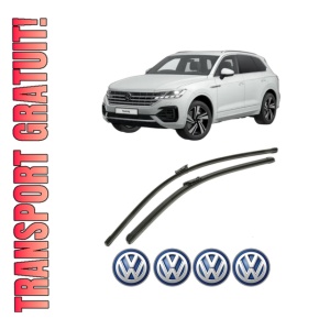 Set stergatoare Volkswagen TOUAREG (CR7, RC8) din 2017-2023, pentru parbriz auto, 2 bucati, Bosch Aerotwin, din cauciuc siliconat rezistent, 4 Stickere Auto Volkswagen