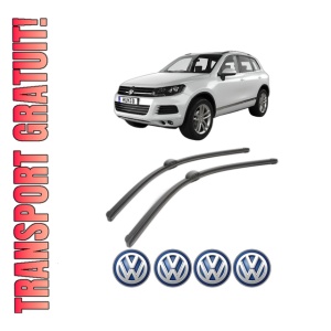 Set stergatoare Volkswagen TOUAREG VAN (7P5) din 2011-2014, pentru parbriz auto, 2 bucati, Bosch Aerotwin, din cauciuc siliconat rezistent, 4 Stickere Auto Volkswagen