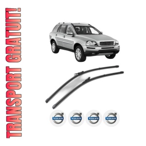 Set stergatoare VOLVO XC90 I (275) din 2002-2014, pentru parbriz auto, 2 bucati, Valeo Silencio Xtrm, din cauciuc siliconat rezistent, 4 Stickere Auto VOLVO