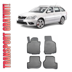 Skoda Octavia II Din 2004 - 04.2013, Combi, Facelift , Set Covorase Auto Tip Tavita Premium 3D, din cauciuc