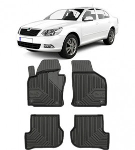 Skoda Octavia II Rs Din 03.2004 - 01.2013, Hatchback , Set Covorase Auto Tip Tavita Premium 3D, din cauciuc accesorii pentru autoturismul tau - masina v164440