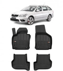 Skoda Octavia II Rs, Hatchback, Din 03.2004 - 01.2013 , Set Covorase Auto Tip Tavita Premium 3D, din cauciuc accesorii pentru autoturismul tau - masina v172138