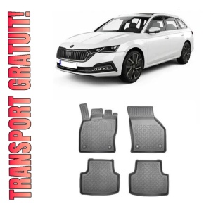 Skoda Octavia IV, Combi, Din 06.2020 - Prezent , Set Covorase Auto Tip Tavita Premium 3D, din cauciuc
