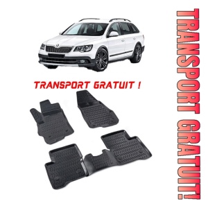 Skoda Superb III B8 2015-2023 Set 4 covorase auto din cauciuc tip tavita premium line 3D - Transport Gratuit!