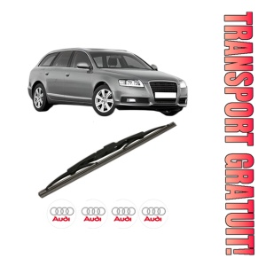 Stergator lamela spate AUDI A6 C6 Avant (4F5) din 2004 - 2011, pentru luneta auto, Bosch Twin, din cauciuc siliconat rezistent, 4 Stickere Auto AUDI