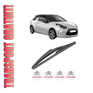 Stergator lamela spate CITROEN DS3 (SA_) din 2009 - 2015, pentru luneta auto, Valeo Silencio, din cauciuc siliconat rezistent, 4 Stickere Auto CITROEN