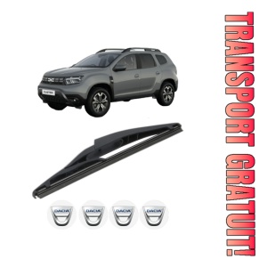 Stergator lamela spate DACIA DUSTER (PYM_, PYN_) din 2023, pentru luneta auto, Bosch Twin, din cauciuc siliconat rezistent, 4 Stickere Auto DACIA