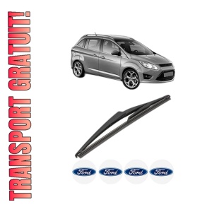 Stergator lamela spate FORD GRAND C-MAX (DXA/CB7, DXA/CEU) din 2010 - 2019, pentru luneta auto, Valeo Silencio, din cauciuc siliconat rezistent, 4 Stickere Auto FORD