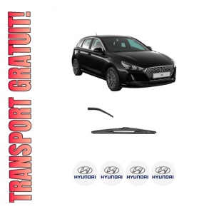Stergator lamela spate HYUNDAI i30 (PDE, PD, PDEN) din 2016 - 2020, pentru luneta auto, Valeo Silencio, din cauciuc siliconat rezistent, 4 Stickere Auto HYUNDAI