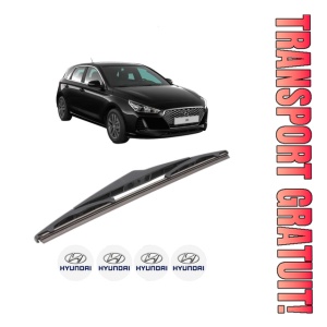 Stergator lamela spate HYUNDAI i30 (PDE, PD, PDEN) din 2016 - 2020, pentru luneta auto, Bosch Twin, din cauciuc siliconat rezistent, 4 Stickere Auto HYUNDAI