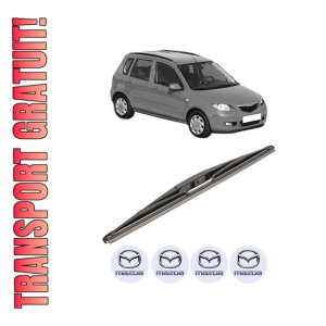 Stergator lamela spate MAZDA 2 (DY) din 2003 - 2007, pentru luneta auto, Valeo Silencio, din cauciuc siliconat rezistent, 4 Stickere Auto MAZDA