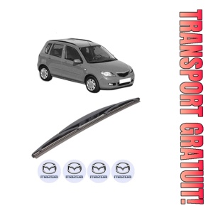 Stergator lamela spate MAZDA 2 (DY) din 2003 - 2007, pentru luneta auto, Bosch Twin, din cauciuc siliconat rezistent, 4 Stickere Auto MAZDA