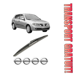 Stergator lamela spate NISSAN ALMERA II Hatchback (N16) din 2000 - 2006, pentru luneta auto, Bosch Twin, din cauciuc siliconat rezistent, 4 Stickere Auto NISSAN